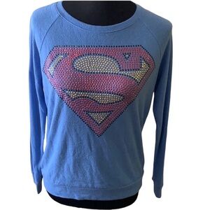 Active Knitwear Superman DC Blue Sweatshirt Women’s Size Small
